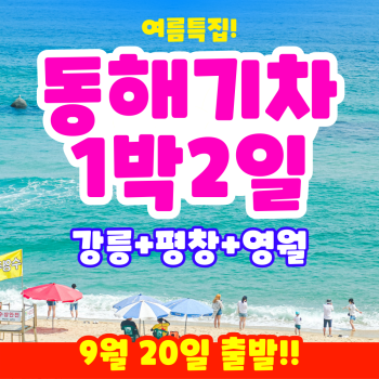 [부산출발] 여름특집 동해기차 1박 2일 테마여행 (동해,강릉, 평창, 영월)